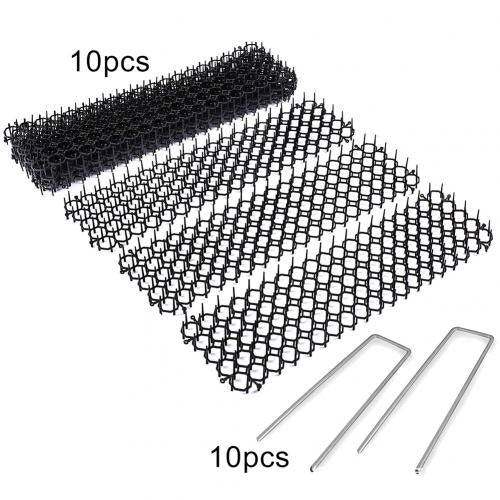 10Pcs 13cmx49cm Garden Prickle Strip Dig Stop Cat Repellent Deterrent Mat Spike Portable Anti-Cat Dog Outdoor Garden Supplies